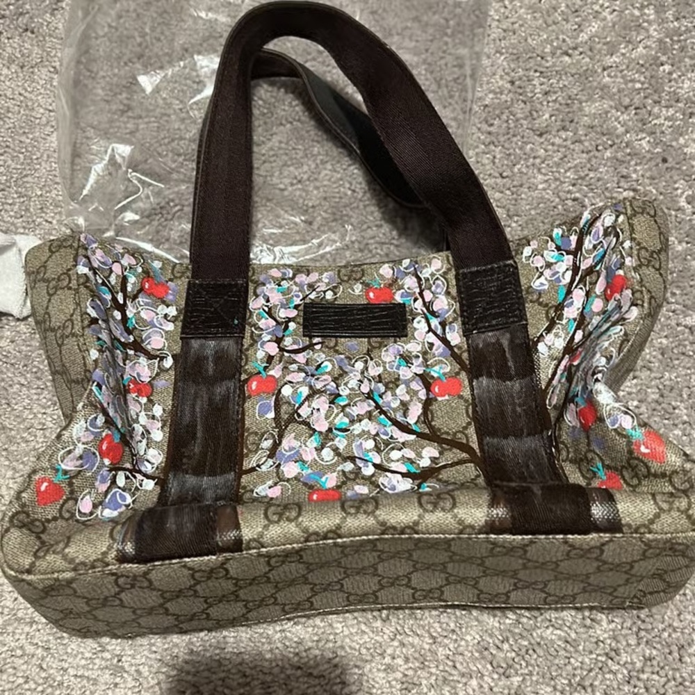 Gucci Brown Floral Tote Bag